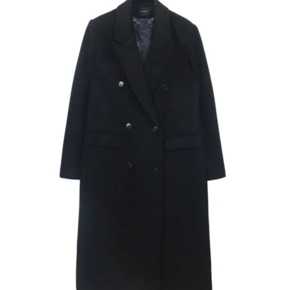 MasaLady Black Double Breasted Wool Coat - Picture 2 of 6